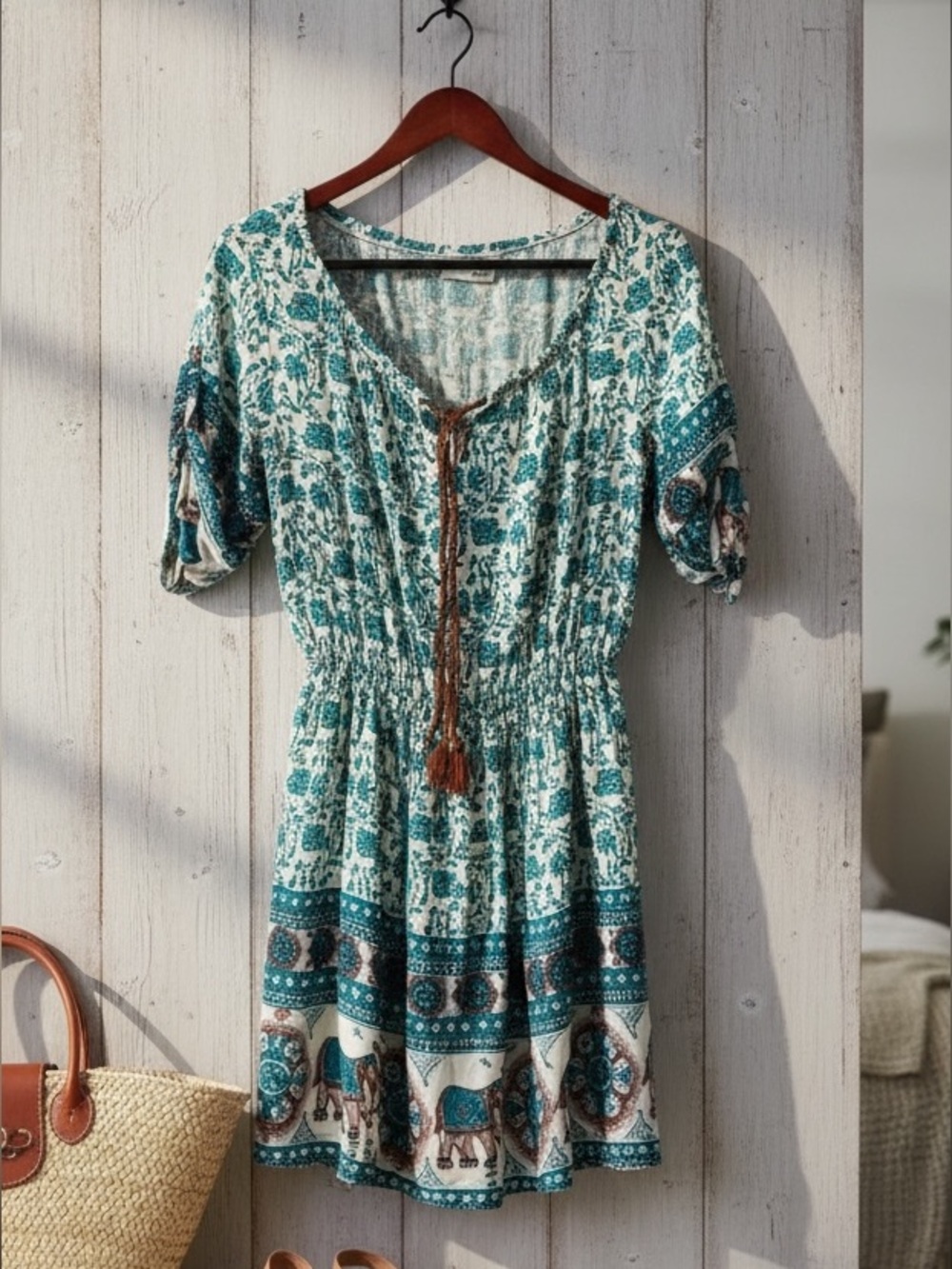 Botley Fashion Boho Floral Elephant Tassel Dress Size M